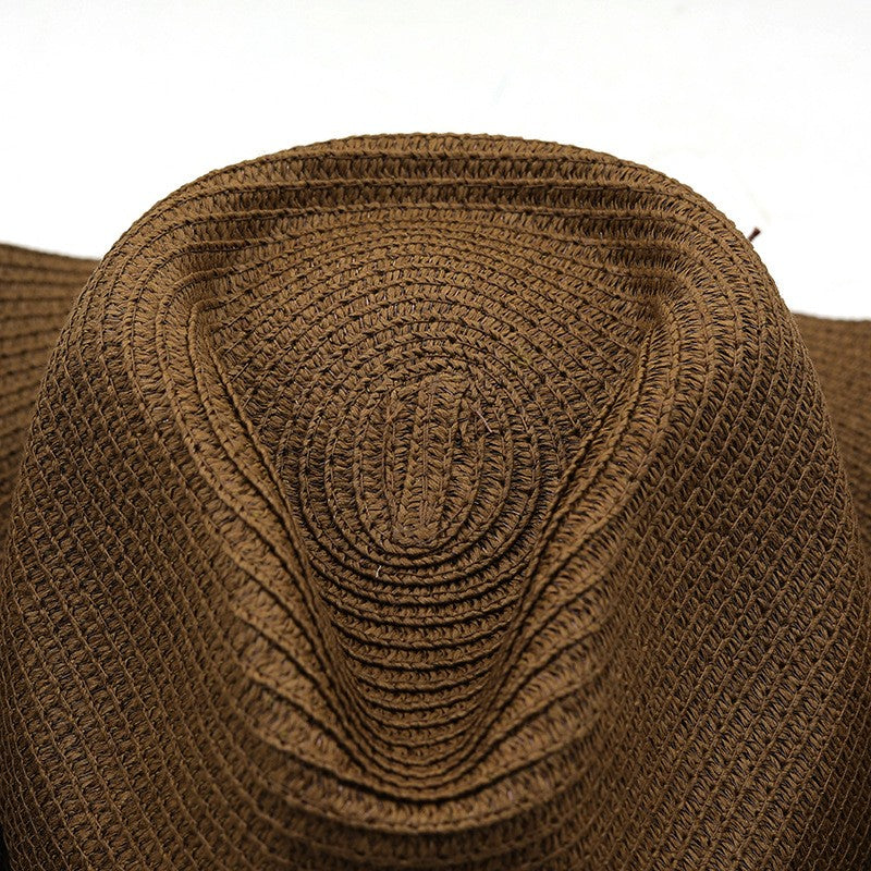 Chapéu de Cowboy Ocidental de Palha Oco para Homens e Mulheres Verão 2023 Chapéu de Sol Elegante Punk Sombrero Hombre Cowgirl Outdoor Jazz Beach