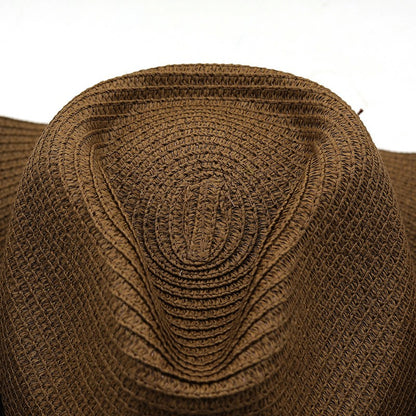 Chapéu de Cowboy Ocidental de Palha Oco para Homens e Mulheres Verão 2023 Chapéu de Sol Elegante Punk Sombrero Hombre Cowgirl Outdoor Jazz Beach