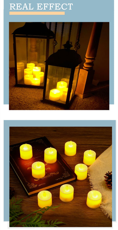 24/12PCS With Battery Flickering LED Candle Tealights Flameless Wedding Home Christmas Decor Candle Battery-powered Night Light