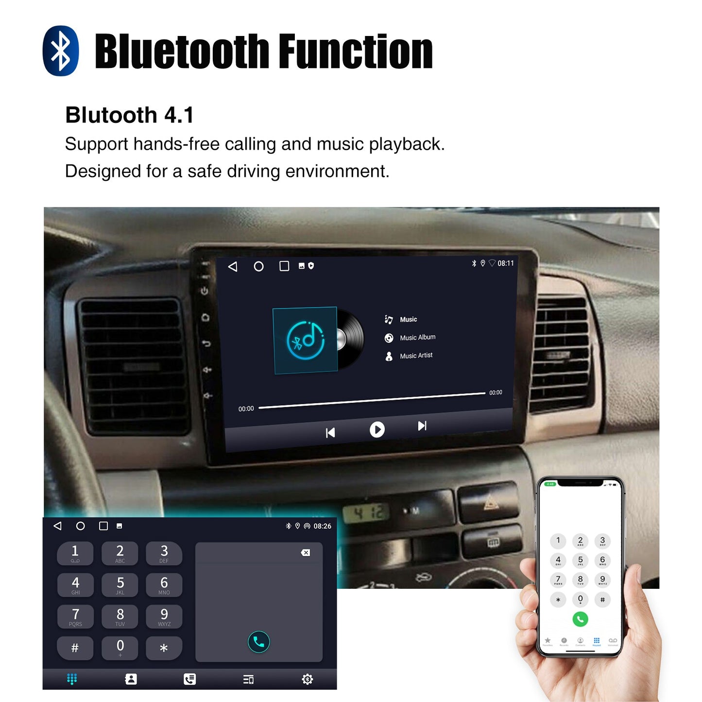 Rádio Automotivo 9" Android 14 Para Toyota Corolla E120 EX 2000 2001 2002 2003 2004 2Din Player Multimídia GPS Navi Central Multimídia WIFI