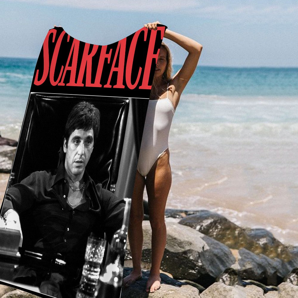 Classic Movie Scarface Bath Towel Microfiber Soft Water Absorbing Breathable For Girl Kids Decorative Cartoon Beach Towel
