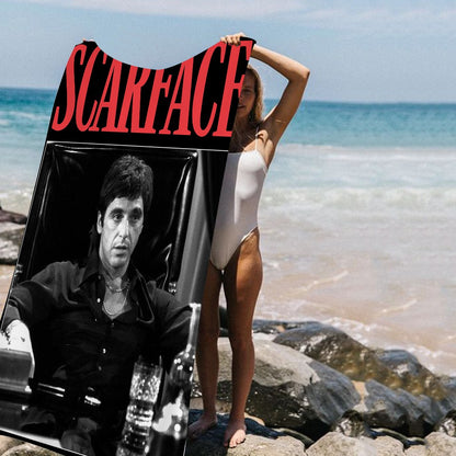 Classic Movie Scarface Bath Towel Microfiber Soft Water Absorbing Breathable For Girl Kids Decorative Cartoon Beach Towel