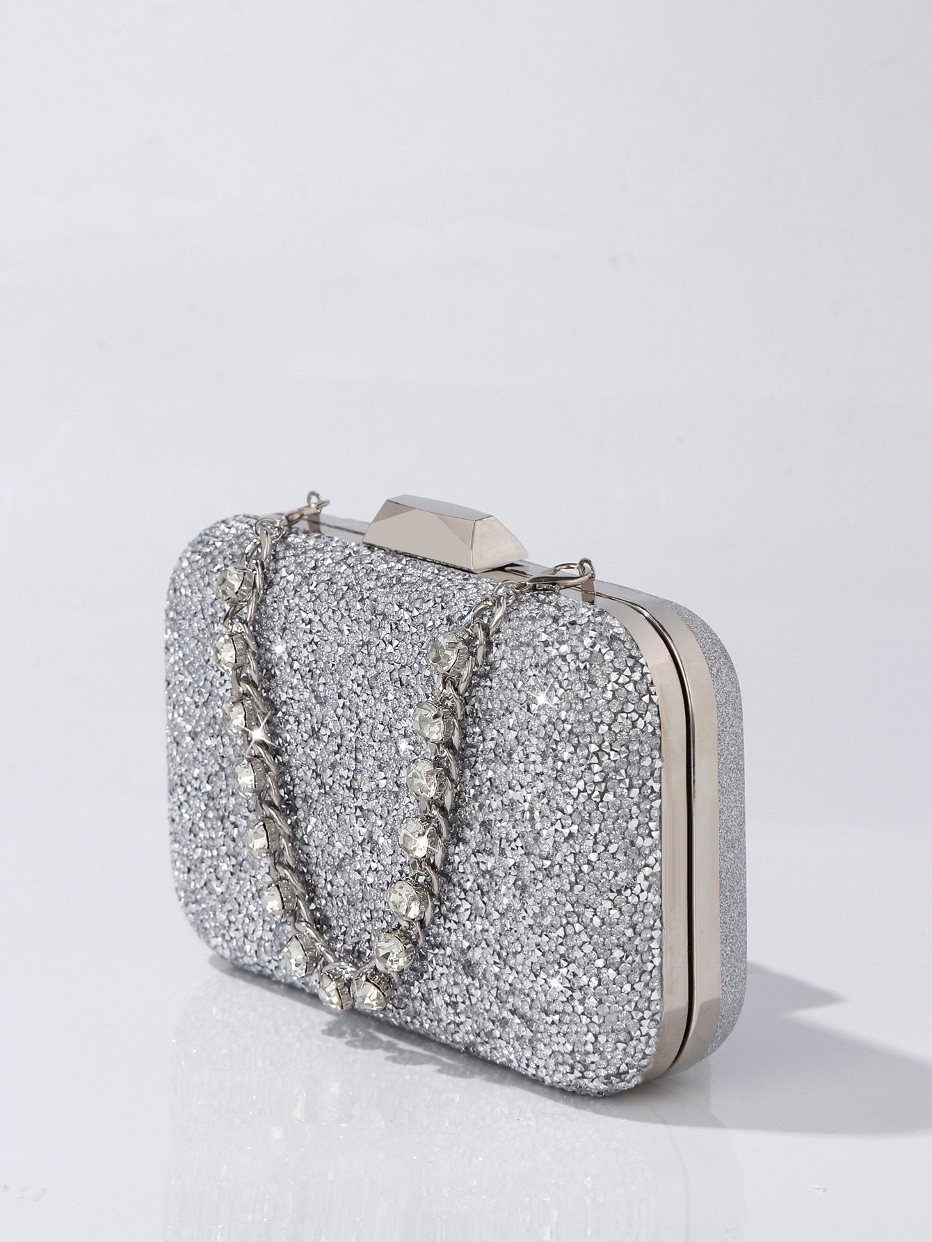 Luxury Elegant Sequined Clutch Bag Trendy Glitter Diamonds Metal Buckle Evening Bag Wedding Clutch Handbag Shoulder Bag Chain