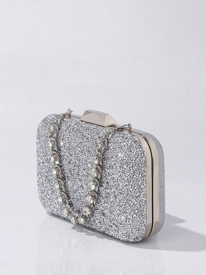 Luxury Elegant Sequined Clutch Bag Trendy Glitter Diamonds Metal Buckle Evening Bag Wedding Clutch Handbag Shoulder Bag Chain