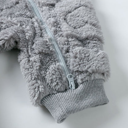 Cartoon Baby Clothes Boy Romper Long Sleeve Arctic Velvet Hooded Baby Girl Romper Winter Warm  Newborn Clothes 0-18 Months