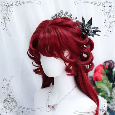 XIYUE synthetic wigs red wig long curly hair curly bangs ponytail extensions dirty braid Halloween Christmas gift