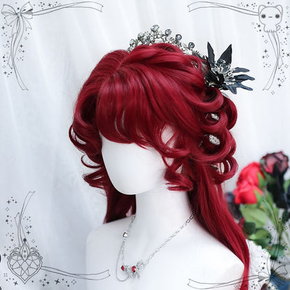 XIYUE synthetic wigs red wig long curly hair curly bangs ponytail extensions dirty braid Halloween Christmas gift