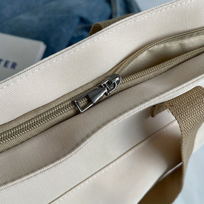 Nylon Tote Bag with Multiple Pocket Lightweight Foldable Design for Office Commute Shopping Fitness Storage Handbag Shoulder Bag