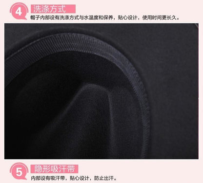 free shipping 2022 new Fashion men fedoras women's fashion jazz hat summer spring black woolen blend cap outdoor casual hat X XL