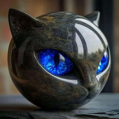 Exquisite Purple-Black Cat Stone Resin Sculpture A Meticulously Crafted,durable Decor Piece,perfect for Home or Office Display
