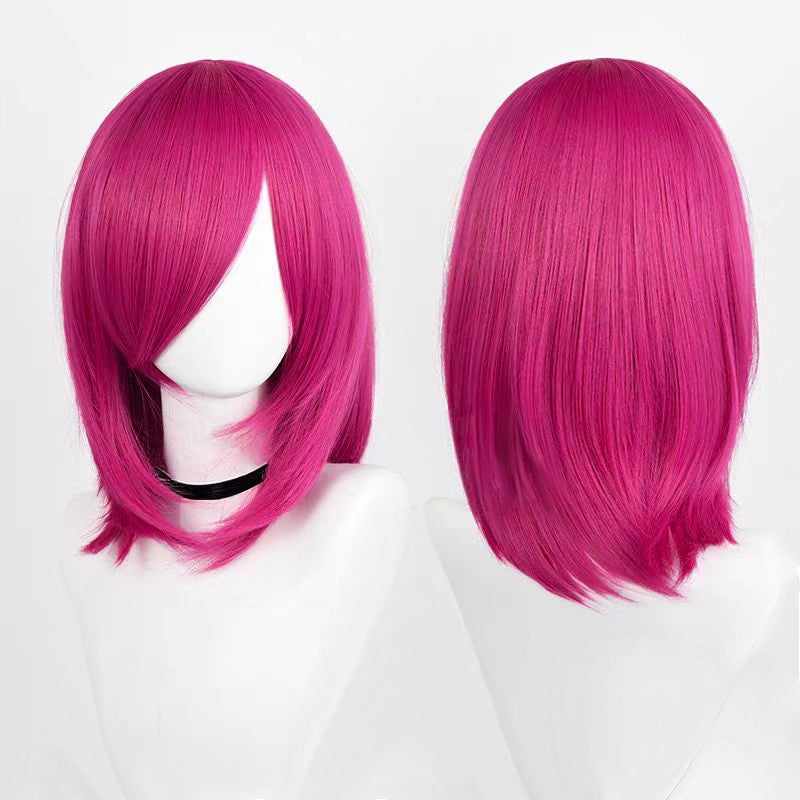 Perucas de Cosplay Multicoloridas 40cm Curtas Retas Masculinas Perucas Sintéticas Resistentes ao Calor para Cosplay de Anime e Festas de Halloween