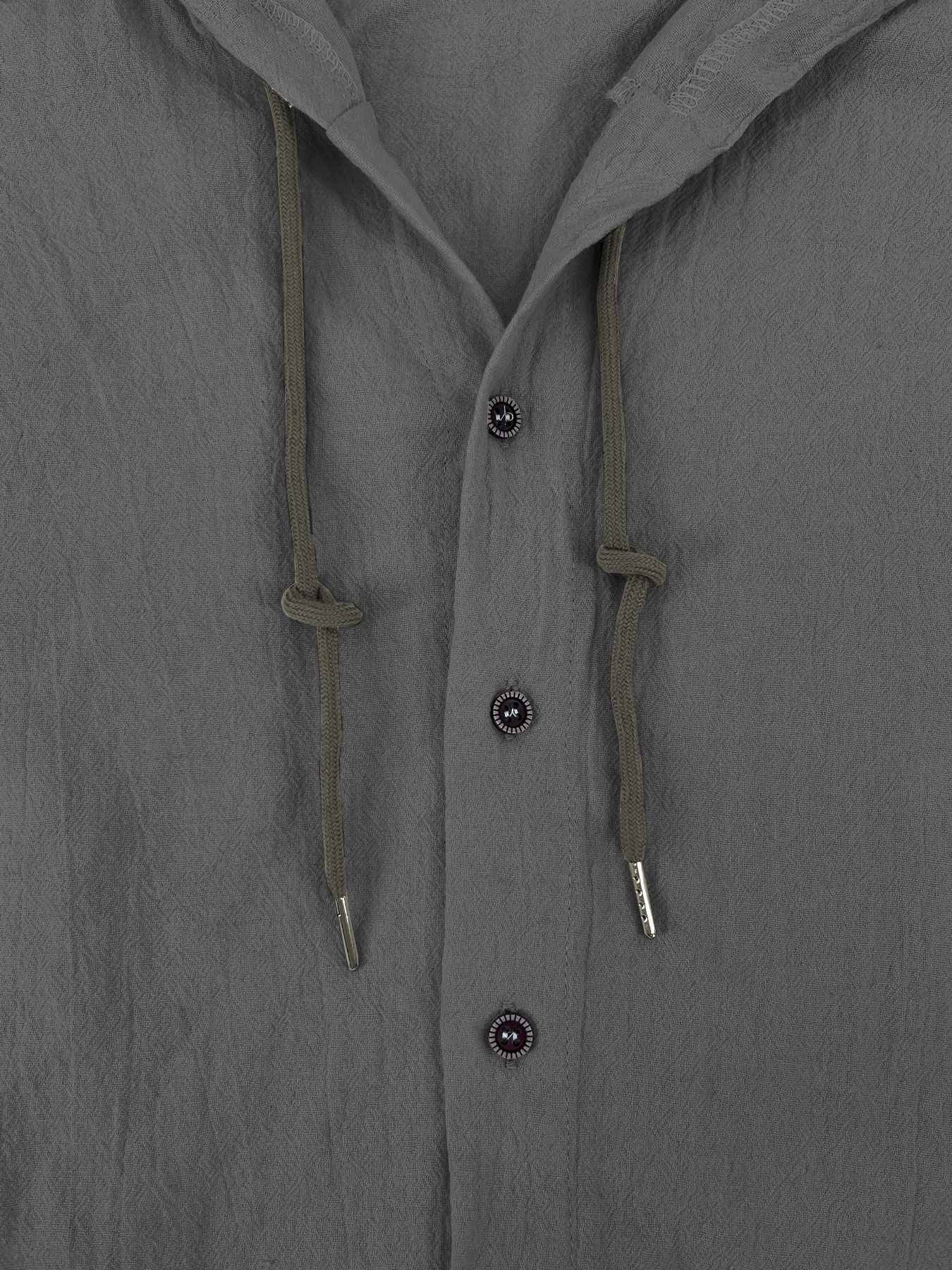 Summer Men's Cotton Linen Shirt Solid Streetwear Long Sleeve Hoodie Clothing For Men Button Tops Casual Loose Men Hooded Shirt
