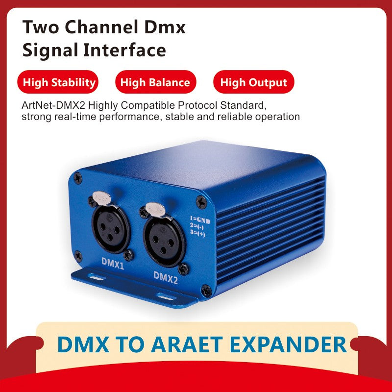 Artnet to DMX Controller, DMX Ethernet Lighting Controller, Professional Artnet DMX Interface , 3 Pin Output, Aluminum Housing
