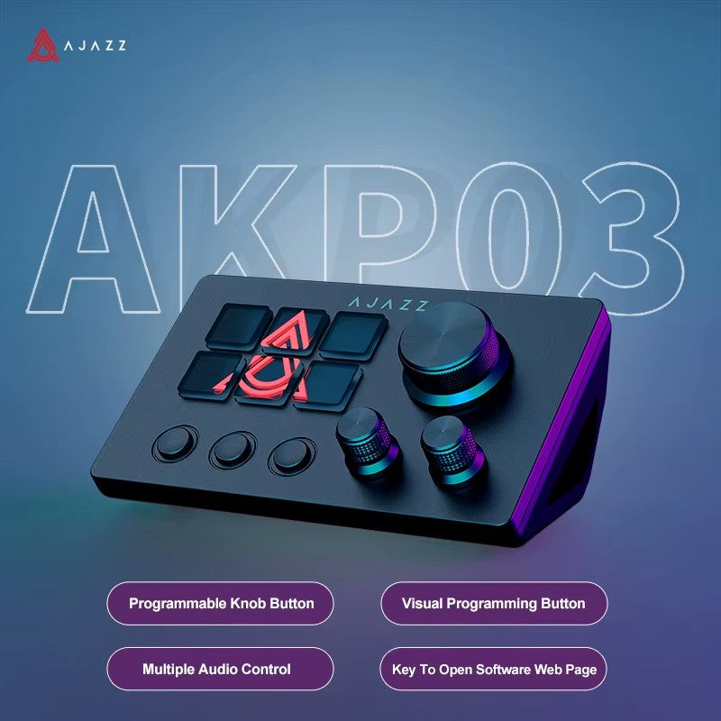 Ajazz AKP03E Desktop Helper Desk Console Panel Controller Teclado Mini com Botões Programáveis para Diversos Cenários