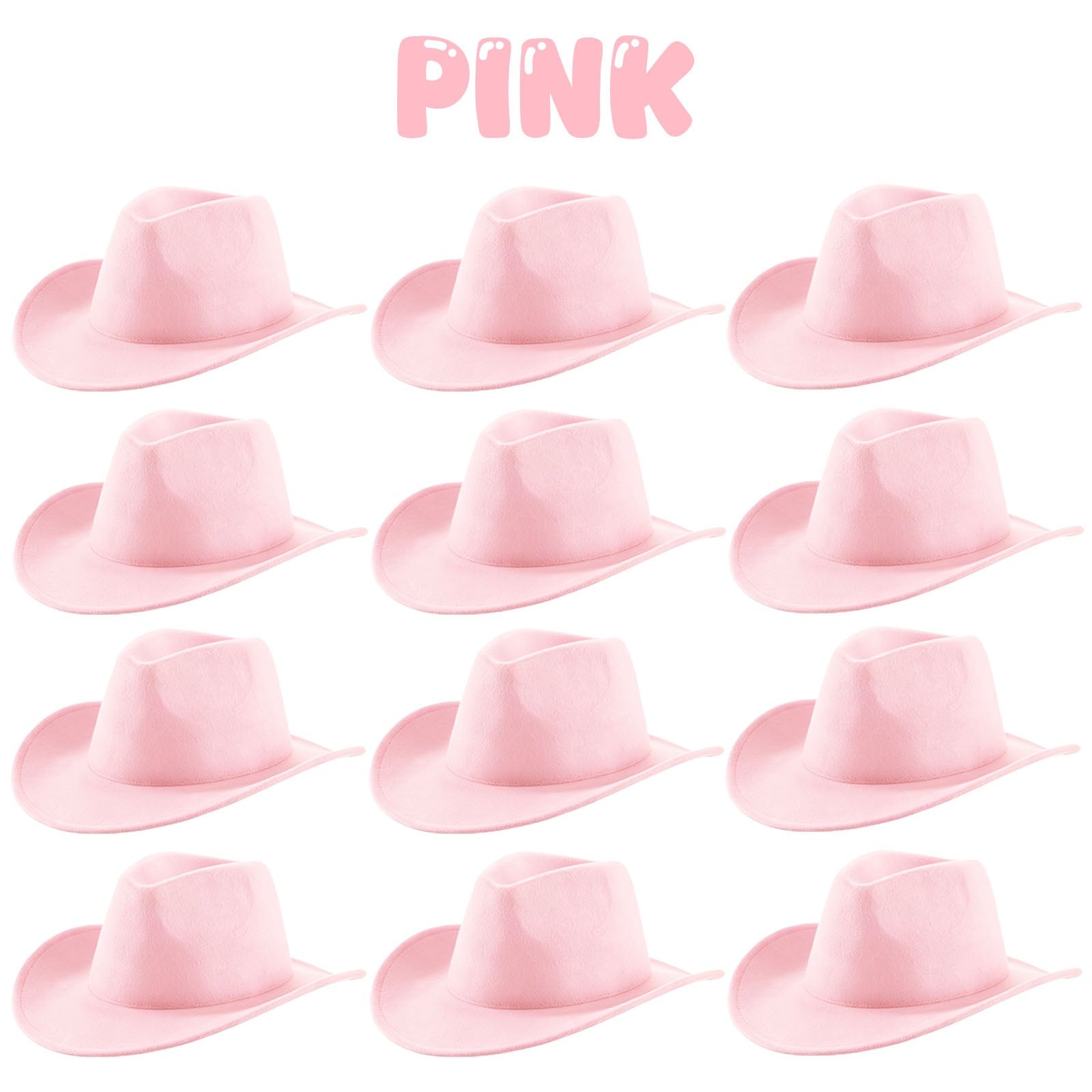 4-24Pcs Western Cowboy Hat for Men Women Adjustable Felt Cowgirl Hats Wide Brim Fedoras Hat for Adult Bachelor Party Costume