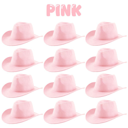 4-24Pcs Western Cowboy Hat for Men Women Adjustable Felt Cowgirl Hats Wide Brim Fedoras Hat for Adult Bachelor Party Costume