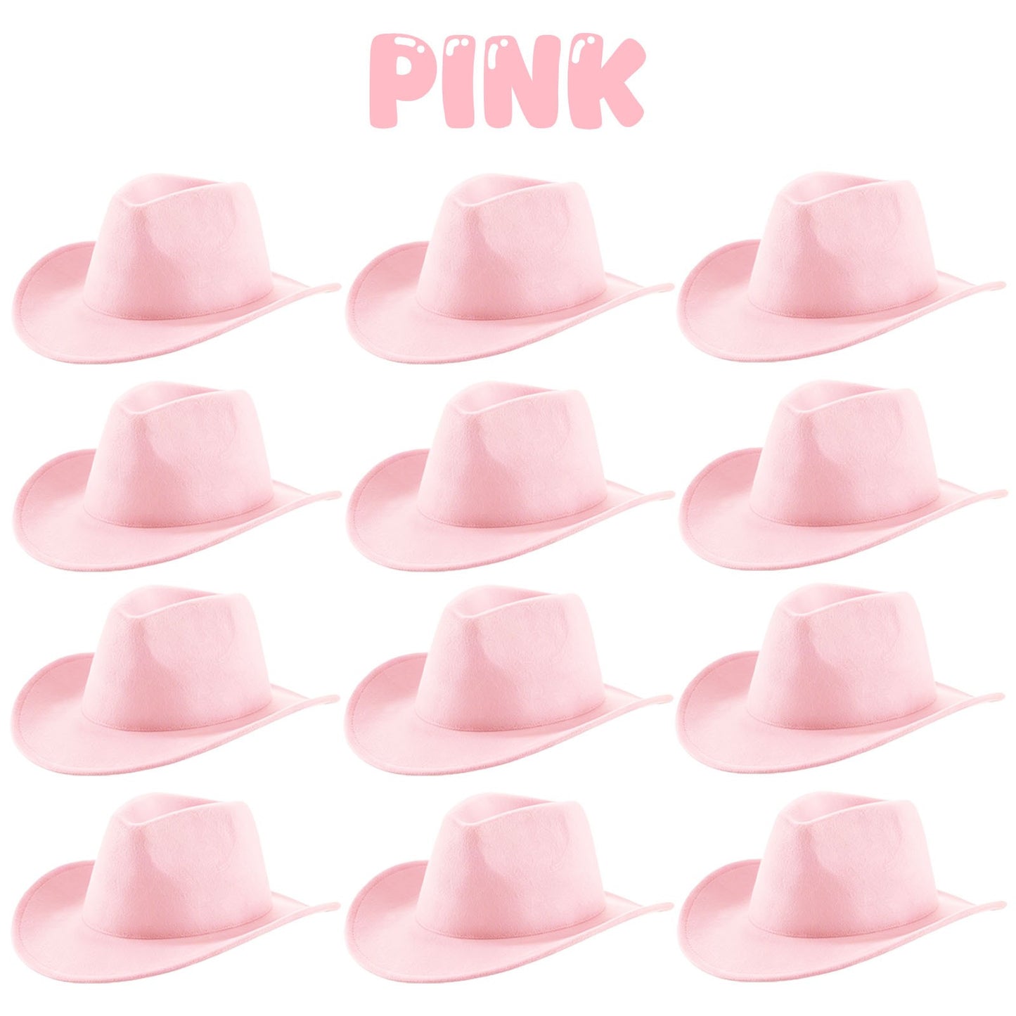 4-24Pcs Western Cowboy Hat for Men Women Adjustable Felt Cowgirl Hats Wide Brim Fedoras Hat for Adult Bachelor Party Costume