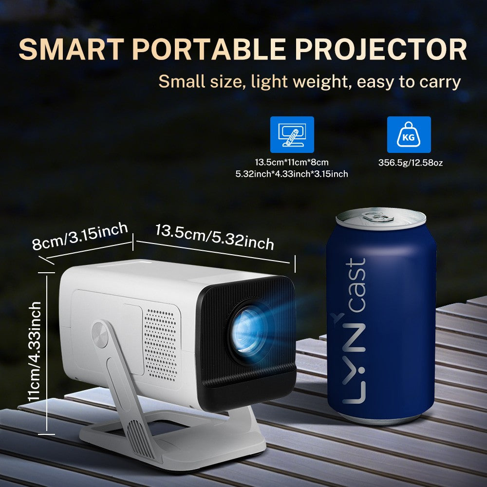 LYNCAST X1AR portable mini Projector 720P Bluetooth5.0  Supports 4K video with 180 degree rotation