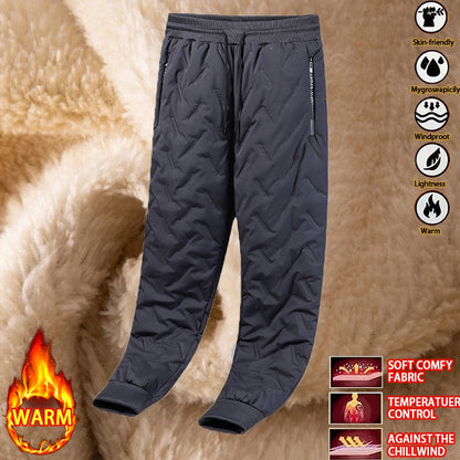 Outdoor Men Thick Fleece Baggy Pants Sherpa Lined Waterproof Sweatpants Windproof Casual Pants Lambswool Warm Active Trousers