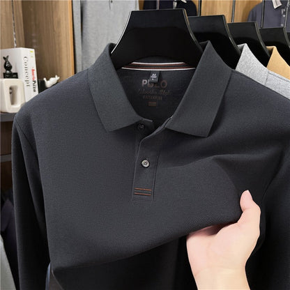 100Cotton Original Quality Men's Polo Shirt Simple Front Embroid Long Sleeve Autumn Lapel T-Shirt Business Casual Trend Menswear