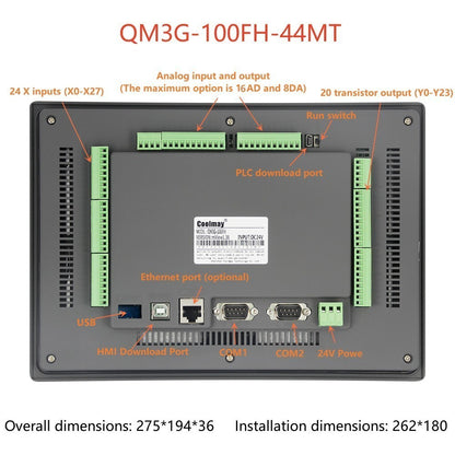IHM CLP Integrado Tudo-em-Um Coolmay Série QM3G Suporta Personalização Analógica e Ethernet Modelos Disponíveis de 4.3''/5''/7''/10''