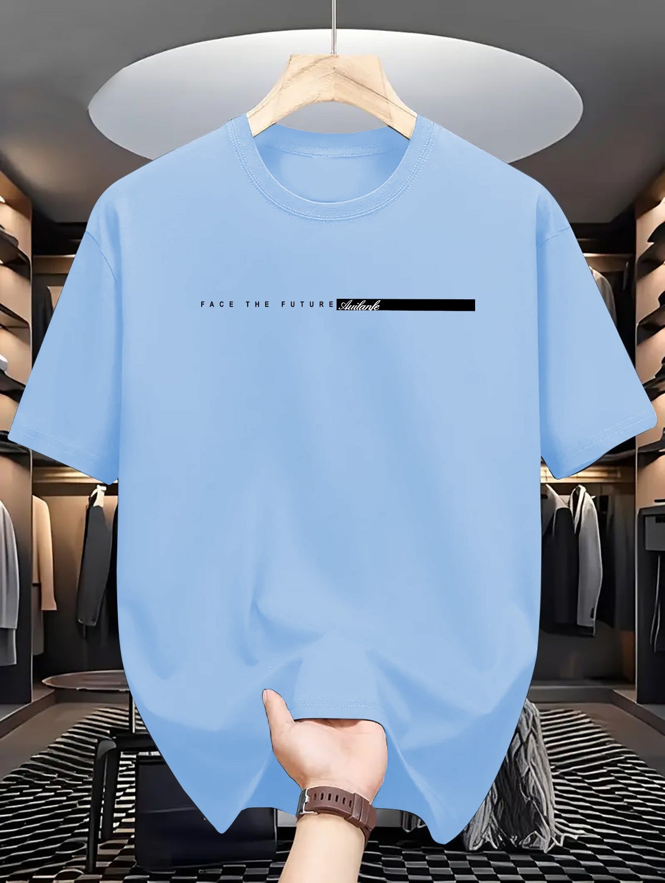 Summer men's 100% cotton casual loose fit large letter print round neck short sleeved T-shirt top High Street Unisex style