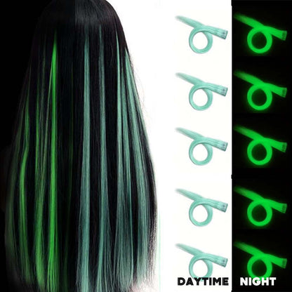 5 Unidades Mechas de Cabelo Luminosas Sintéticas Neon Presilha Fake Acessórios de Cabelo para Festas Extensão de Cabelo Brilha no Escuro Y2K
