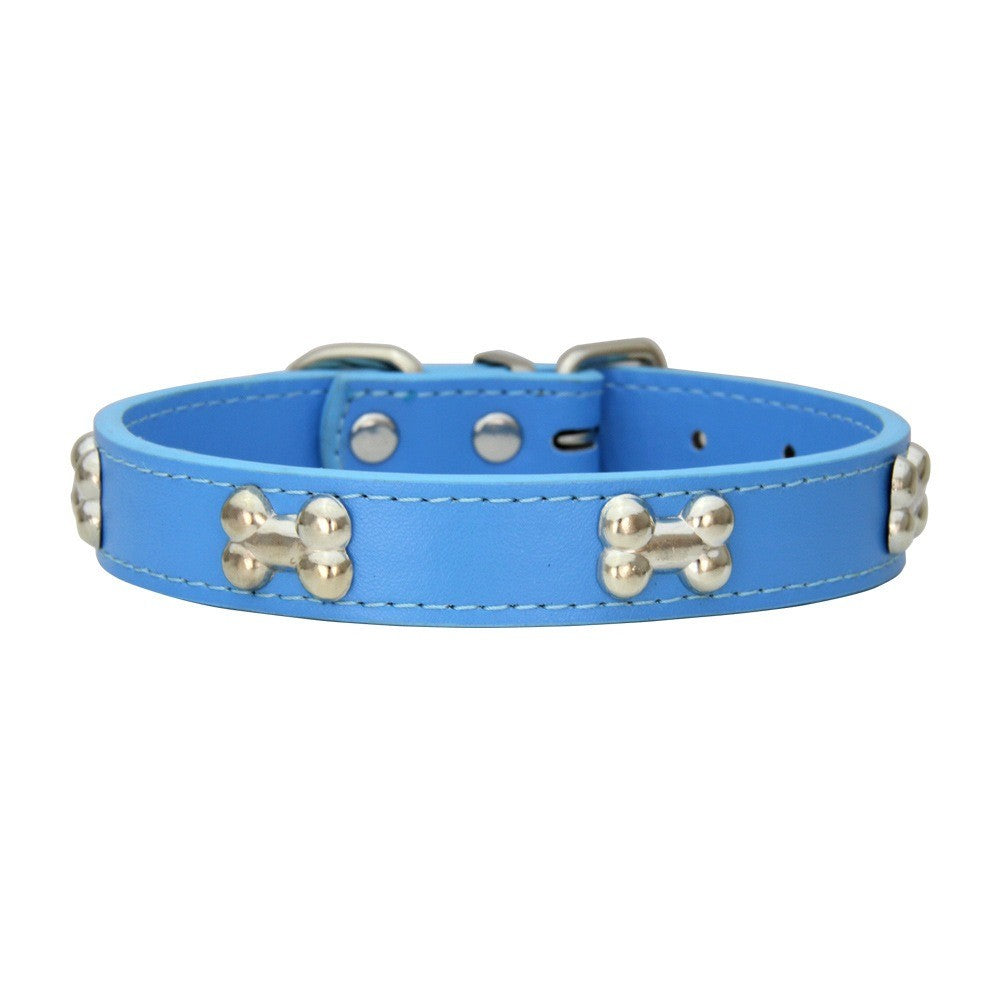 Novas coleiras de couro duráveis para cães, coleiras para filhotes de pug para cães pequenos e grandes, coleira de pescoço GXQ13