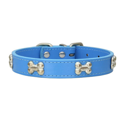 Novas coleiras de couro duráveis para cães, coleiras para filhotes de pug para cães pequenos e grandes, coleira de pescoço GXQ13