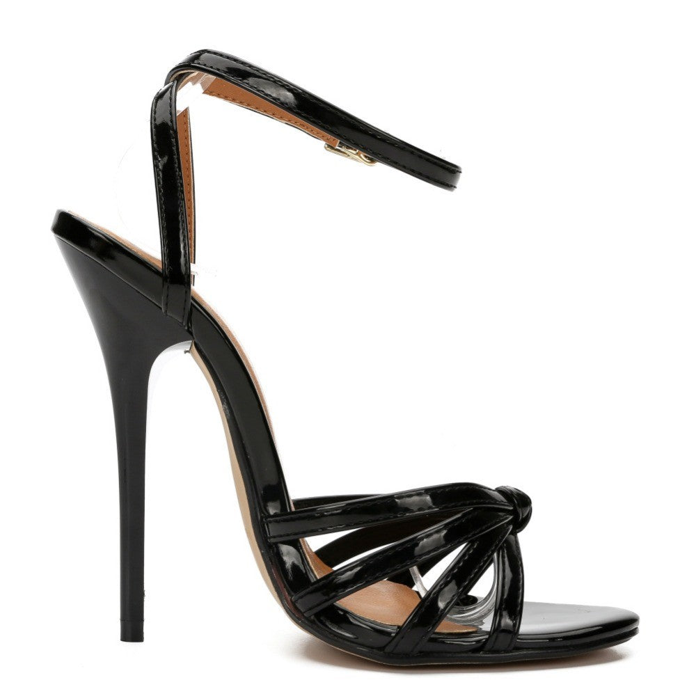 New Oversized Women's Shoes Fake Women's Cross Dressing Fun Shoes large-size 37-48 Thin high heels 13cm lace up women's sandals