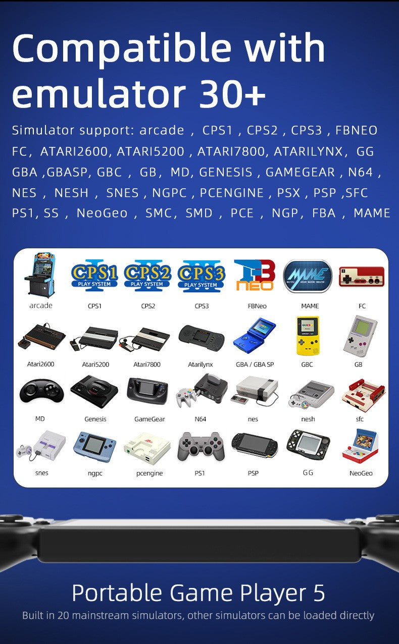 HC8000 Handheld Game Console Multiple Games 30+ Emulators 7.0 Inch Screen Portable Gaming Player Children's Toys Game Console