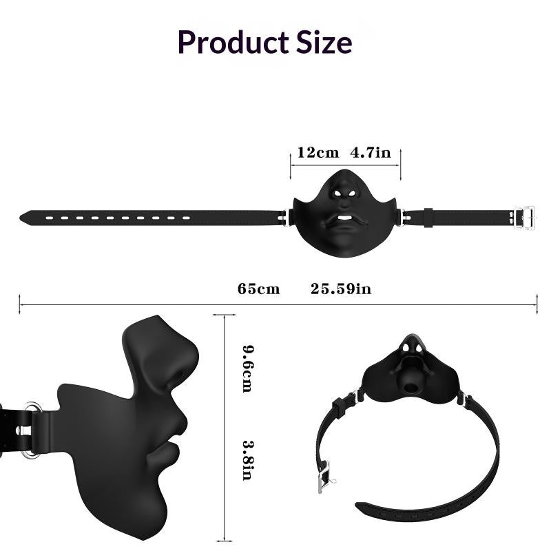 1Pc Black Resin Half Face Mask With Adjustable Buckle Strap And Realistic Human Face Design For Halloween Cosplay Costume Party
