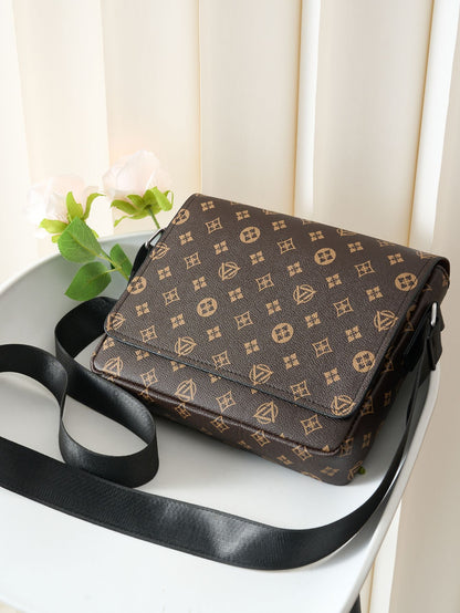 Men's Casual Crossbody Bag - Easy Flap Design, Business Commuter Lightweight Messenger Bag, Travel Large Capacity Shoulder Bag