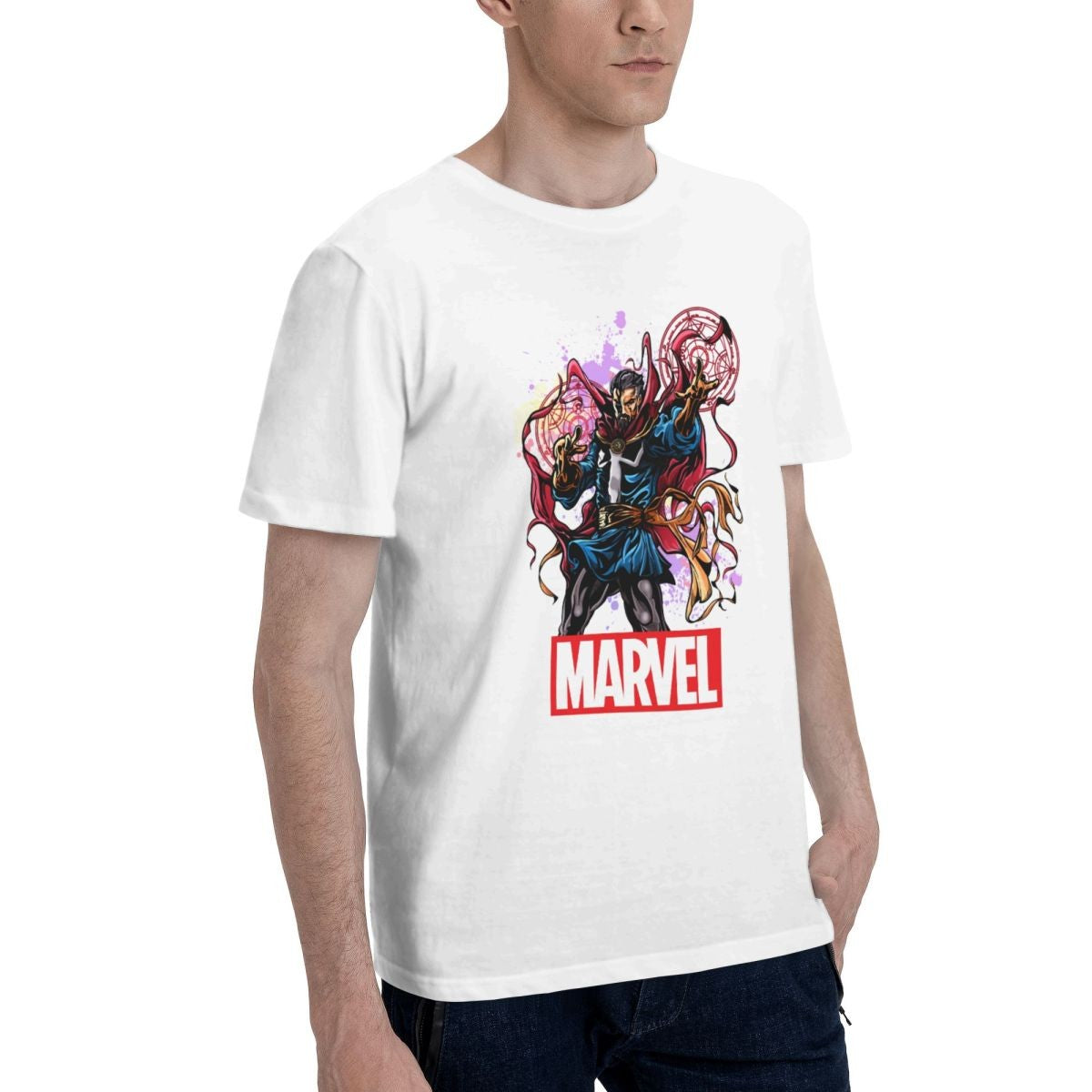 Fashion Spelling T-Shirts Men Crewneck Cotton T Shirts Marvel Dr.Strange Film Short Sleeve Tee Shirt Original Clothes