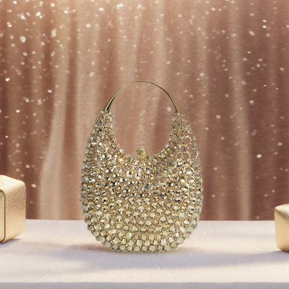 Luxury Women Rhinestone Evening Bag Dazzling Crystal Clutch Top Handle Purse Wedding Handbag for Cocktail Banquet