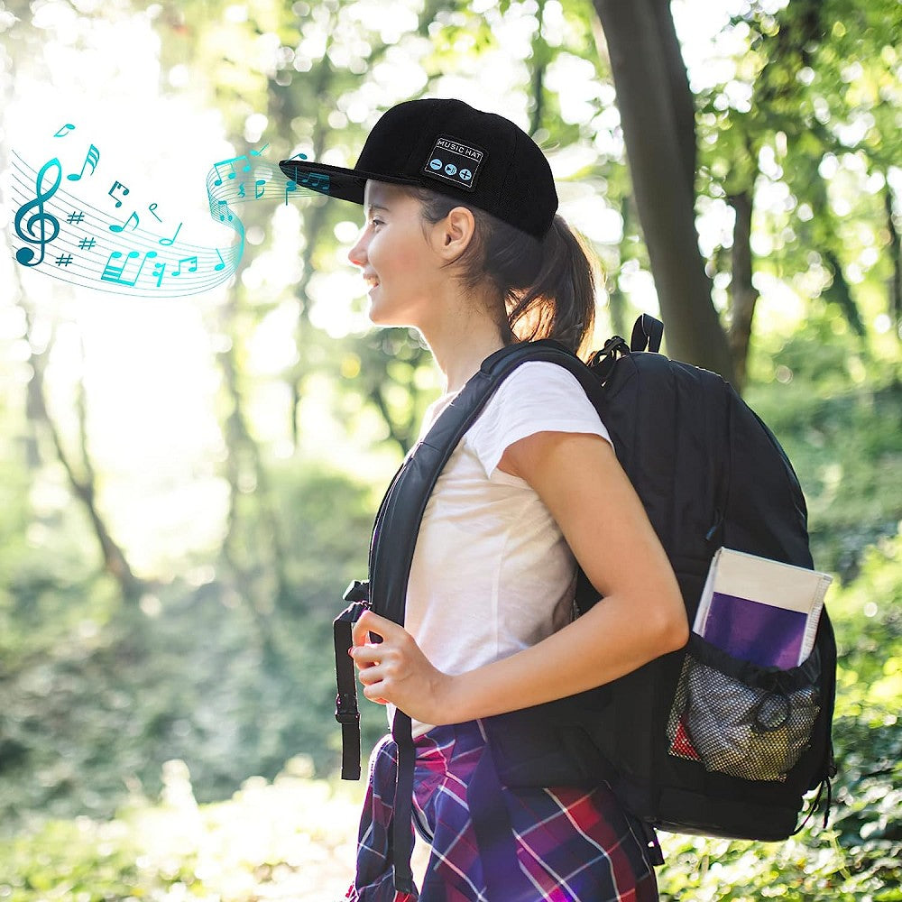 Boné com alto-falante Bluetooth, ajustável, sem fio, com viva-voz inteligente para esportes ao ar livre, boné de beisebol Bluetooth sem fio com microfone
