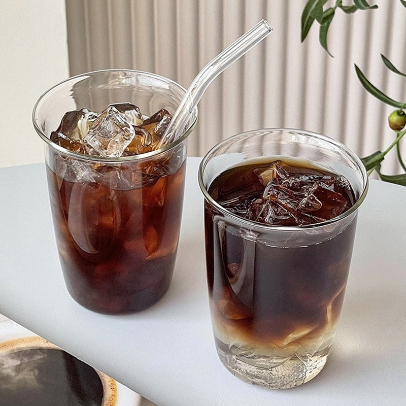 Copos de café gelado Copo de vidro estético Garrafa de água Copos para beber Utensílios de mesa decorativos Caneca de café gelado Copo de coquetel