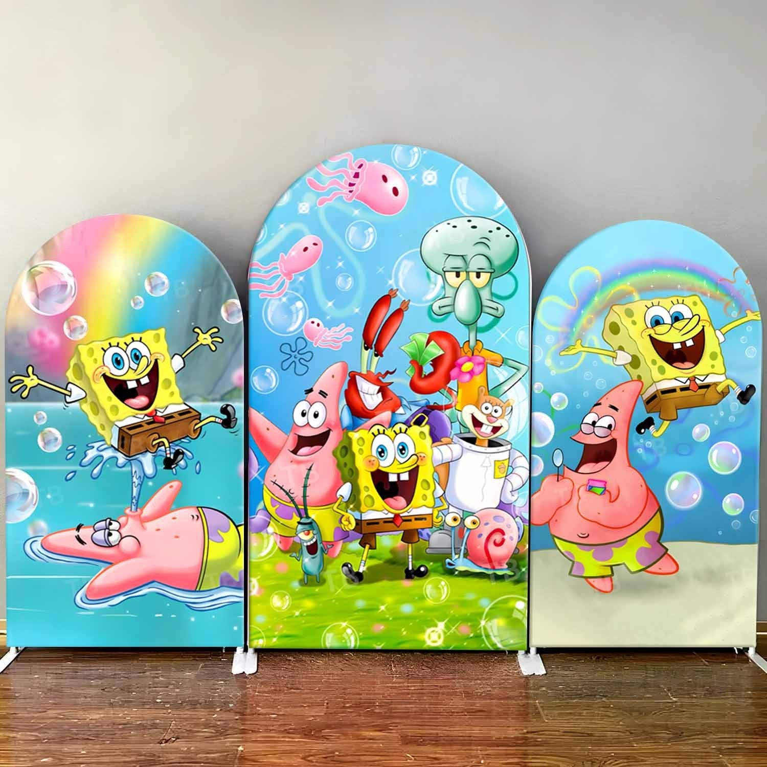 SpongeBob Theme Arch Backdrop Cover Squidward Patrick Baby Shower Kids Birthday Party Decoration Photograph Background Wall
