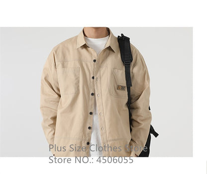 Loose Casual Boys Shirts Outdoor Long Sleeve Army Green Cotton 7XL 8XL 9XL 10XL 150KG Plus Size Cargo Blouses Black Men Clothes