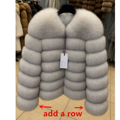 QUEENTINA Fox Fur 70cm Coat Real Winter Women'S New Fashion Furry 2025 Leather And Skin White Natural New In Coats & Jackets