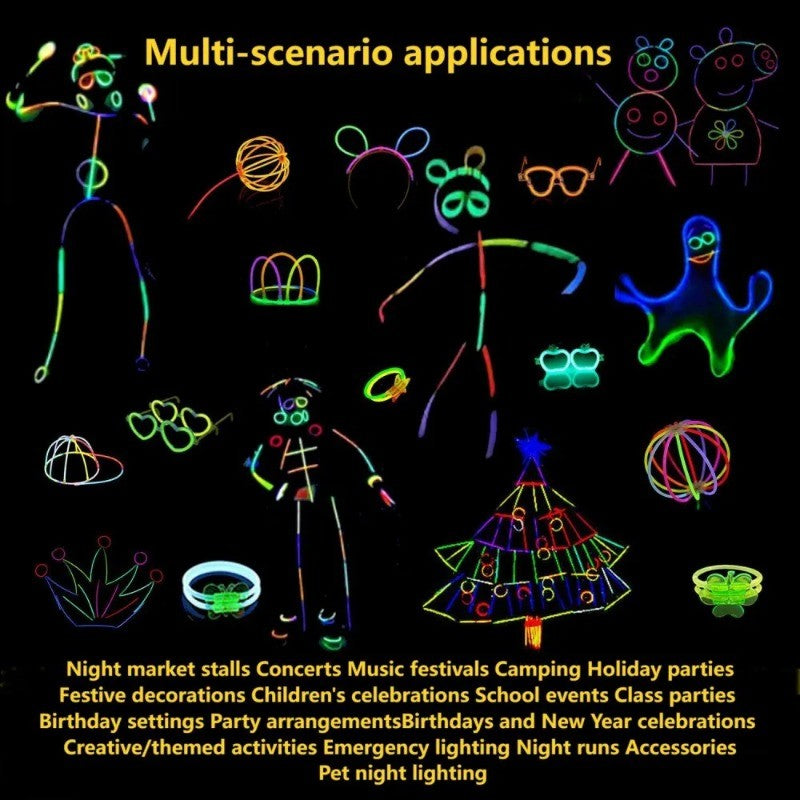 50/100PCS Glow Stick Set with 17 Accessories DIY Perfect for Vibrant Party Supplies for Concert Halloween Festivals Events? Part