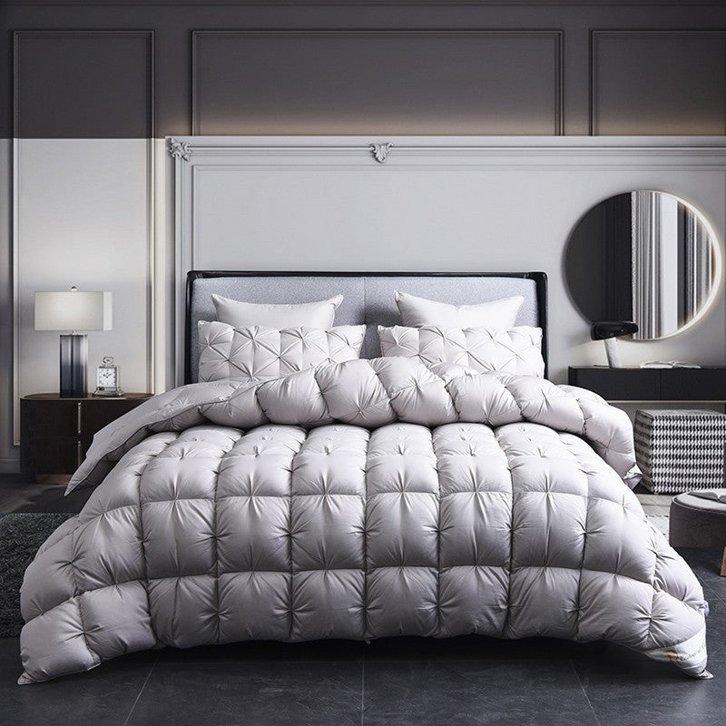 Edredom de Pluma de Ganso Branco Quente Inverno Grosso 3D Pão Edredom Plissado Cobertor Preenchimento para Colcha de Cama de Solteiro Casal