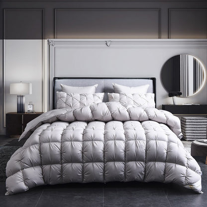 Edredom de Pluma de Ganso Branco Quente Inverno Grosso 3D Pão Edredom Plissado Cobertor Preenchimento para Colcha de Cama de Solteiro Casal