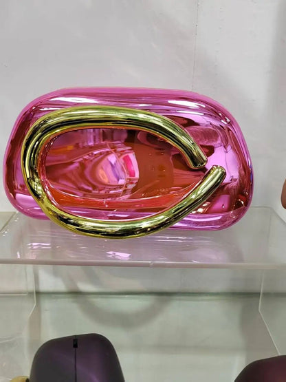 2025 Summer Silver/Pink/Gold/ Acrylic Metallic Box Purse Party Evening Bags Bolsa For Women Party
