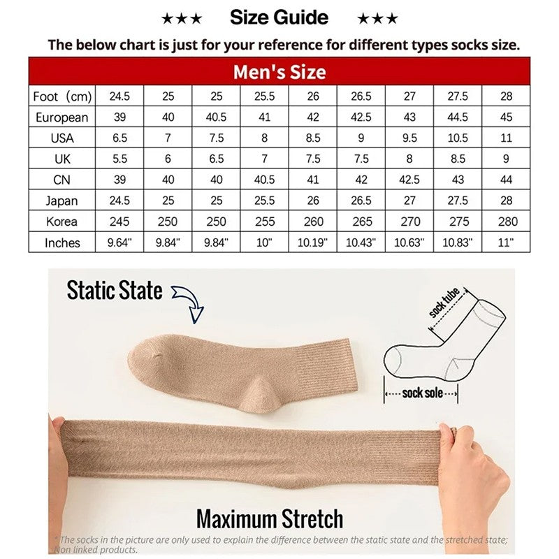 ZEXOLAP 2025 High Quality Casual Men's Business Socks Summer Winter Cotton Socks Quick Drying Black White Long Sock Plus Size US