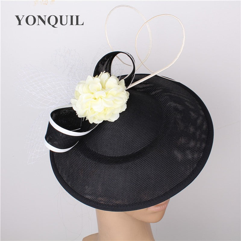 Novo Design Amarelo Com Cabelo Roxo Fascinator Chapéu Tiara Nupcial Casamento Festa Adereço de Cabelo Malha Senhoras Ocasião Acessórios de Cabelo