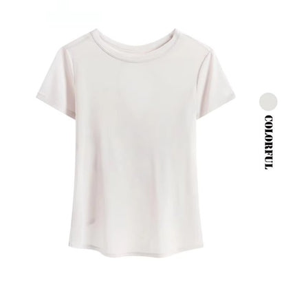 DRUR Gym Tops Women Lightweight Sweatshirt Summer Short Sleeve Quick Dry Fitness Running Tshirt Back Cross Hollow Yoga Wear New