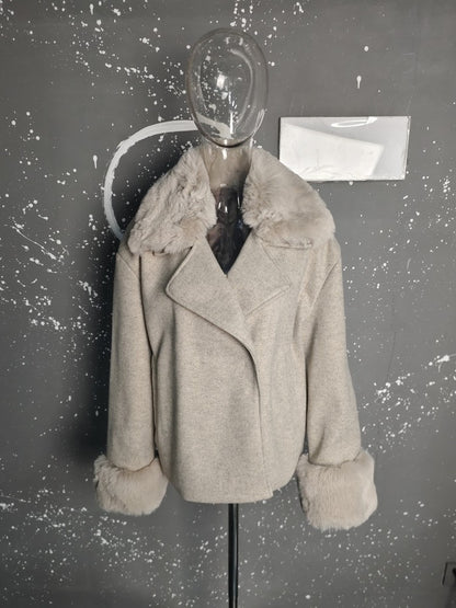 UCXQ Fashion Loose Warm Coat Women's Turn Down Collar Long Sleeve Covered Button Cardigan Coats 2025 Autumn Winter New 23Z4030