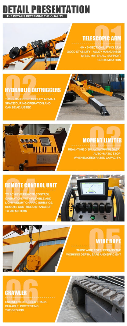 Guindaste Aranha de Trabalho Aéreo Personalizado, Guindaste Hidráulico Portátil de 8 Toneladas para Construção de Armazéns, Equipamento de Elevação, Mini Guindastes de Içamento
