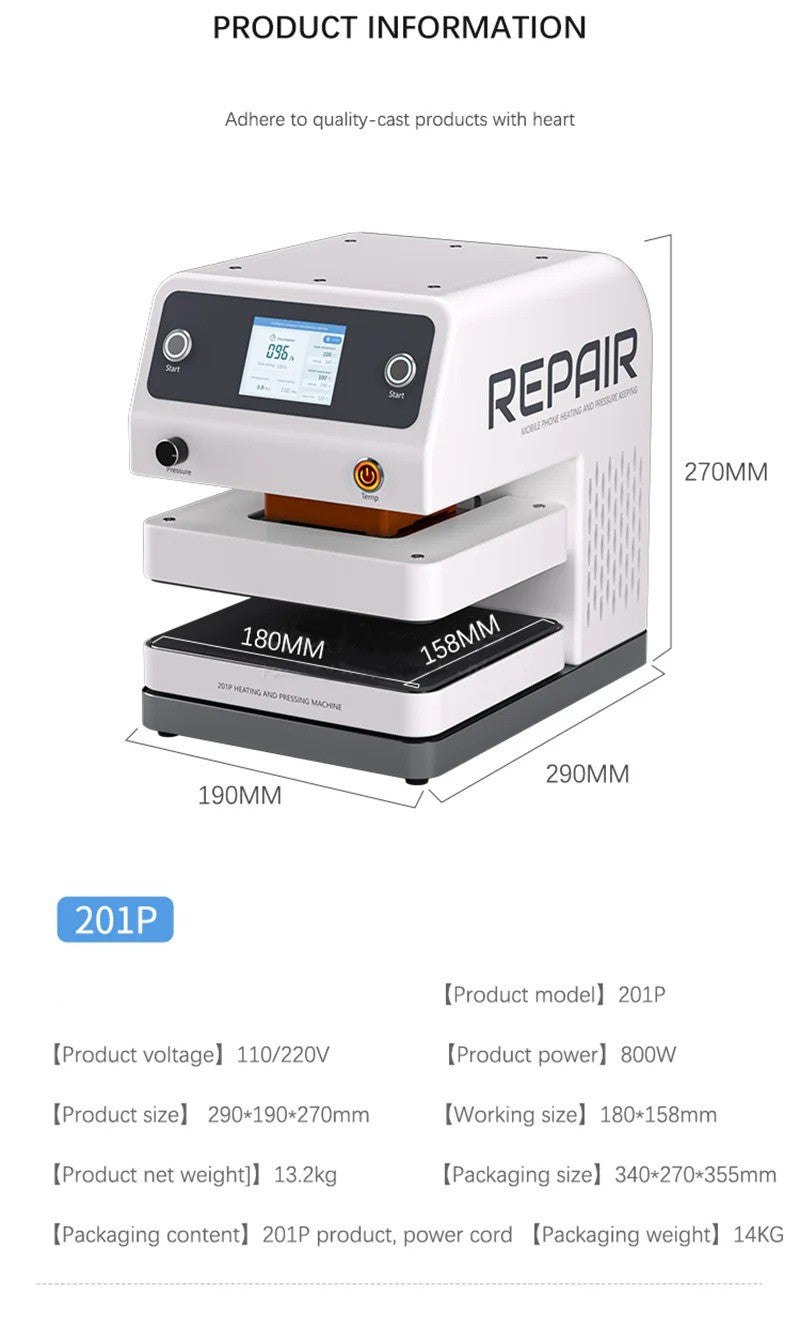 TBK-201P Intelligent Compression Machine Intelligent Pressure Hold Machine For Phone Cellphone Screen Repair Built-in Air Pump